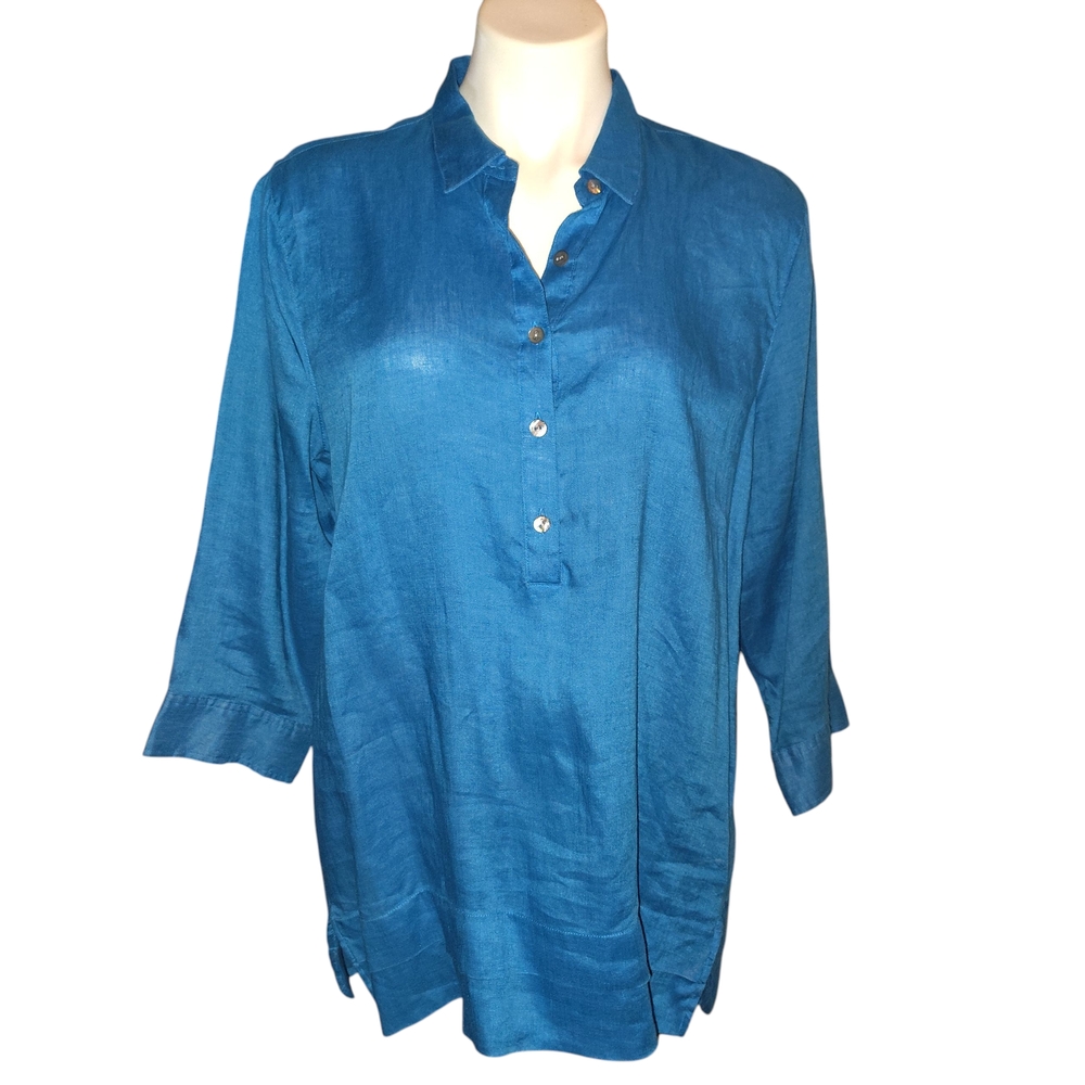 J. Jill Blue Button-Front Tunic